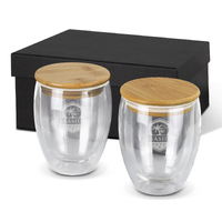 Double Wall Bamboo Lid Glass Set