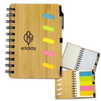 Bamboo Cover Sticky-Flag Notebook