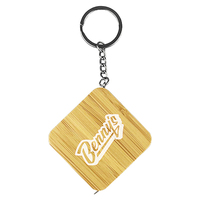 Solid Bamboo Tape Measure Keyring